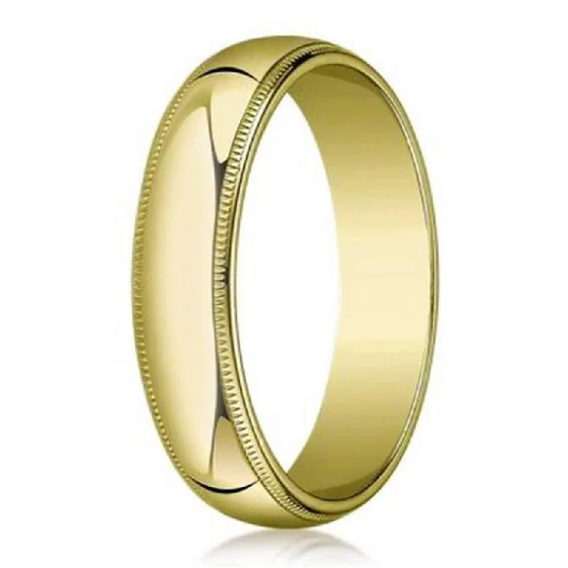 cast silver band ring-Designer 5 mm Traditional Fit Milgrain 10K Yellow Gold Wedding Band