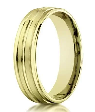 arched stacking ring-Designer 14K Yellow Gold Men's Wedding Ring, Modern Bands | 4mm