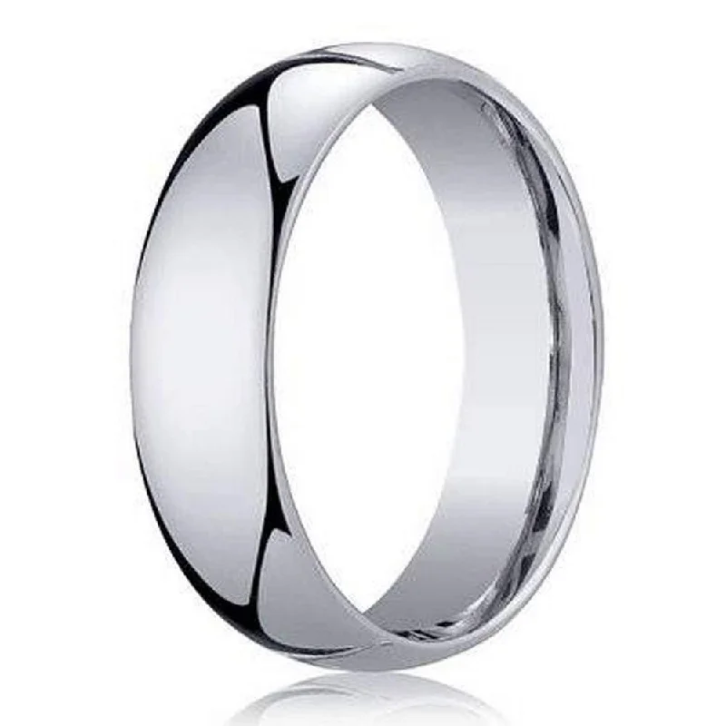 stretchable silver ring-Classic Domed 18K White Gold Designer Wedding Ring for Men | 5mm