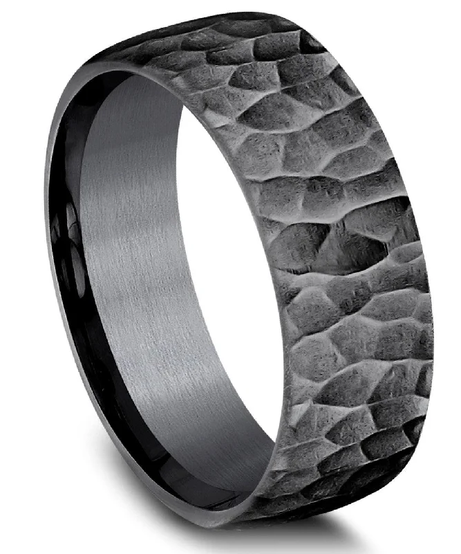 stretchable eternity ring-Benchmark 8mm Black Tantalum Hammer Finish Ring