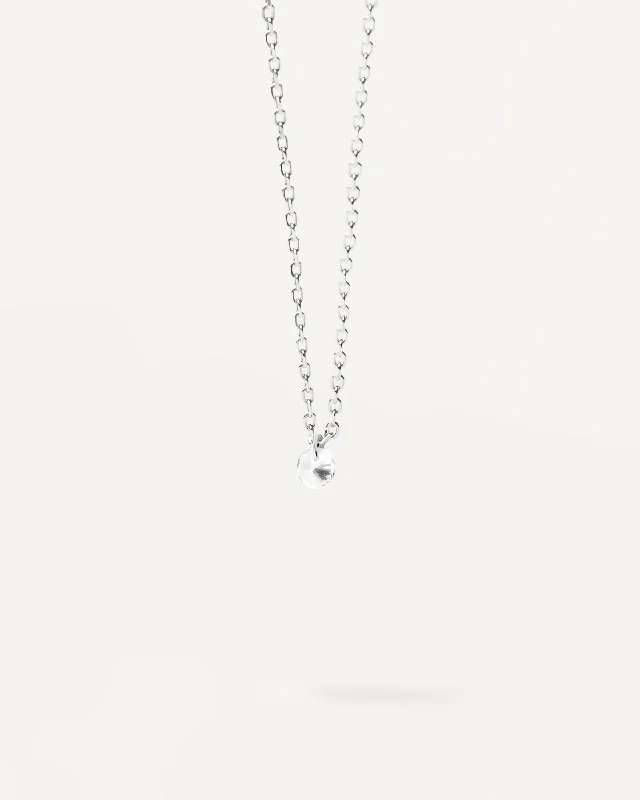 ribbed silver necklace-Joy Silver solitary Necklace