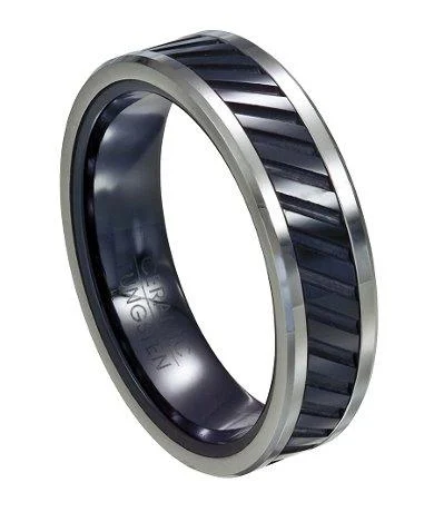 cast couple ring-Tungsten and Black Ceramic Ring