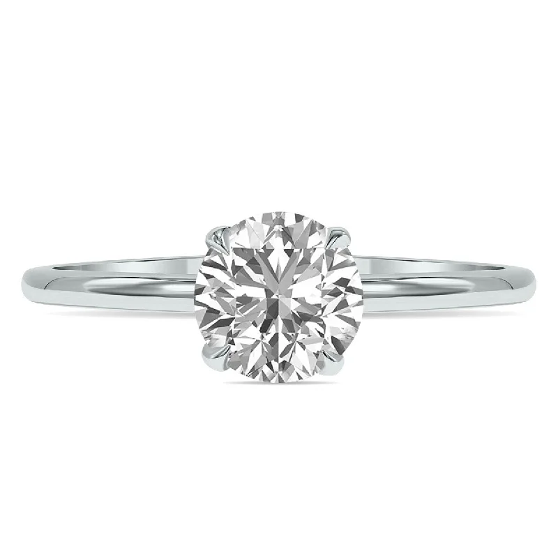 wave promise ring-Marquee Lab Grown 2 Carat Diamond Solitaire Ring in 14K White Gold (F-G Color, VVS1-VVS2 Clarity)