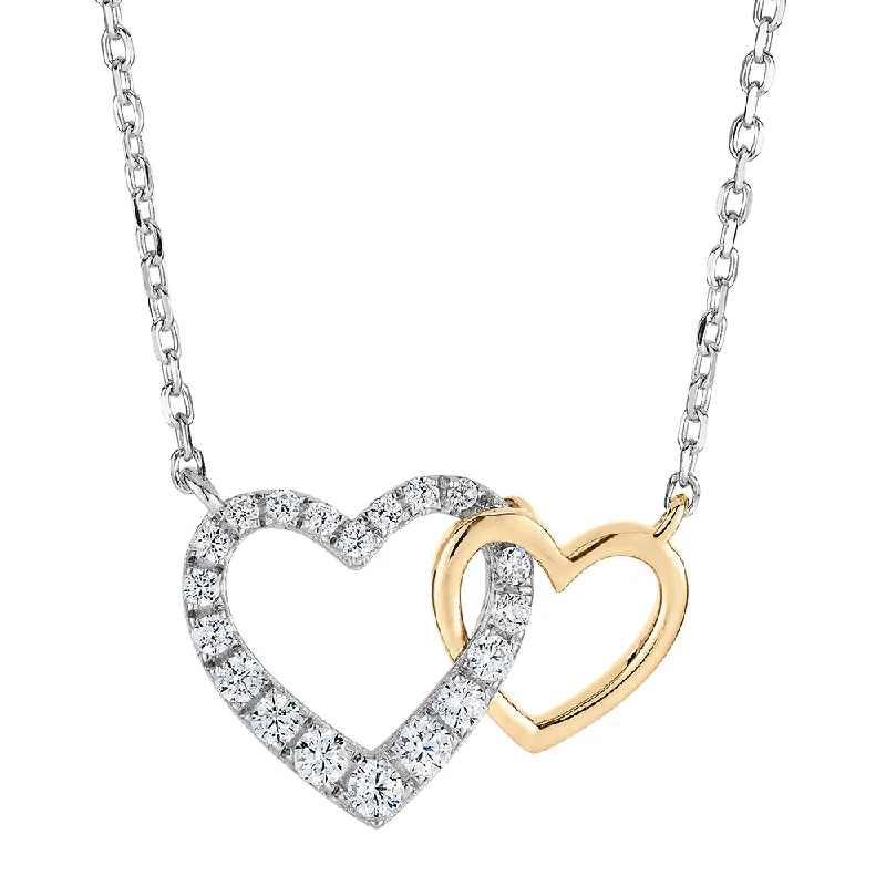 wave pendant necklace-Necklace with 0.22 carats* of diamond simulants in 10 carat yellow gold and sterling silver