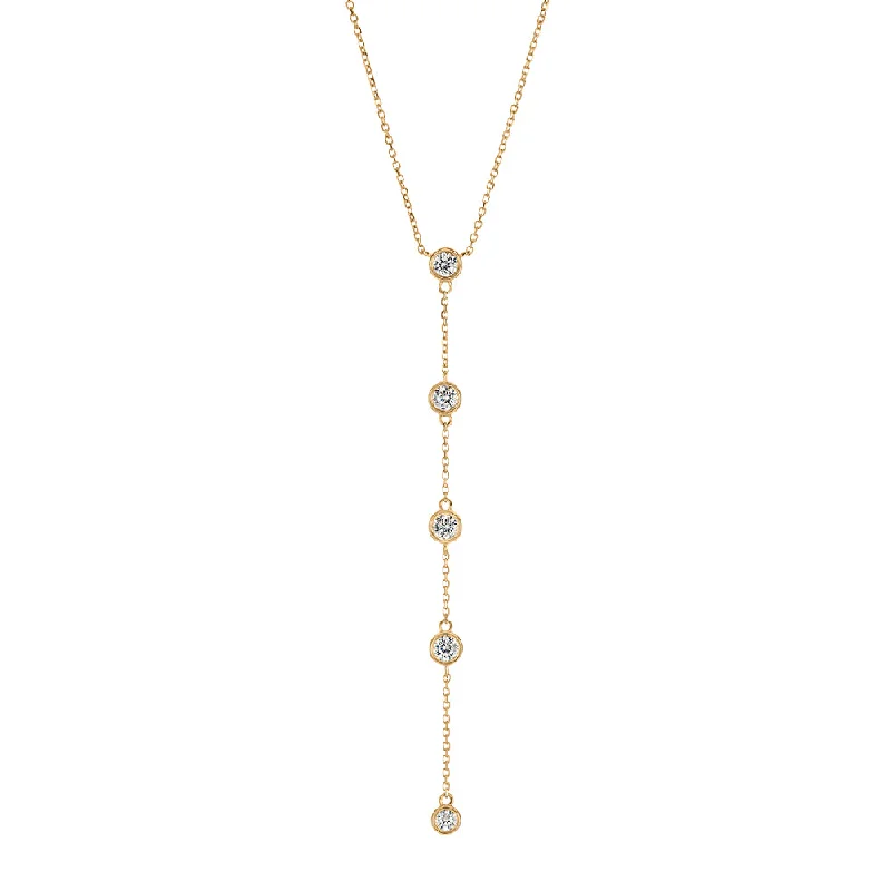 tendril engraved necklace-Necklace with 0.5 carats* of diamond simulants in 10 carat yellow gold