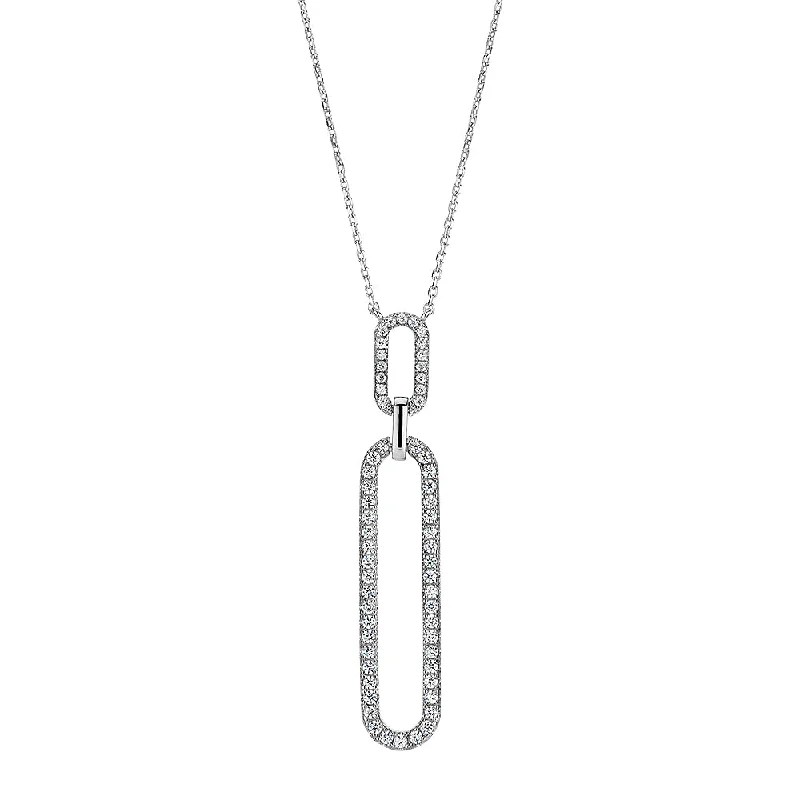 wave-shaped charm necklace-Necklace with 0.51 carats* of diamond simulants in sterling silver