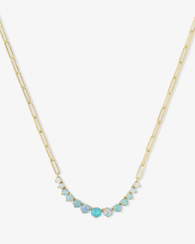 baroque diamond necklace-Not Your Basic Graduated Ombré Samantha Tennis Necklace - Gold|Blue Opal Ombré