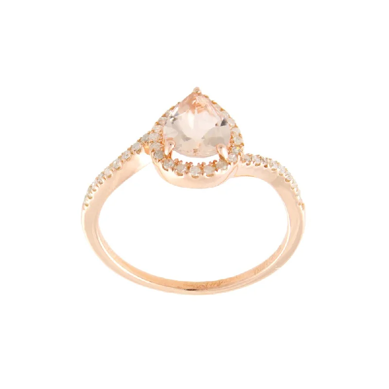 peridot eternity ring-Rose Goldtone Sterling Silver Pear-cut Morganite and 1/5ct TDW Diamond Ring (Size 7)