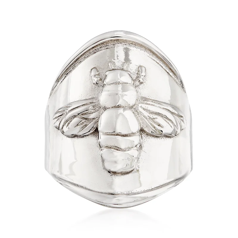 tendril eternity ring-Ross-Simons Italian Sterling Silver Bee Ring