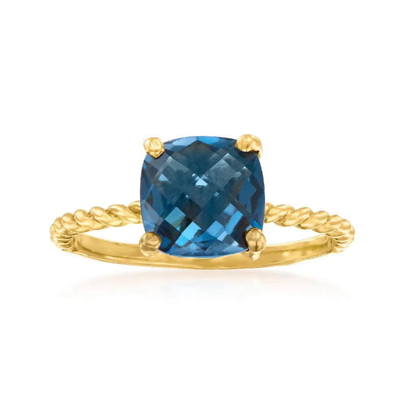 rover chic ring-Ross-Simons London Blue Topaz Twist Ring in 18kt Gold Over Sterling