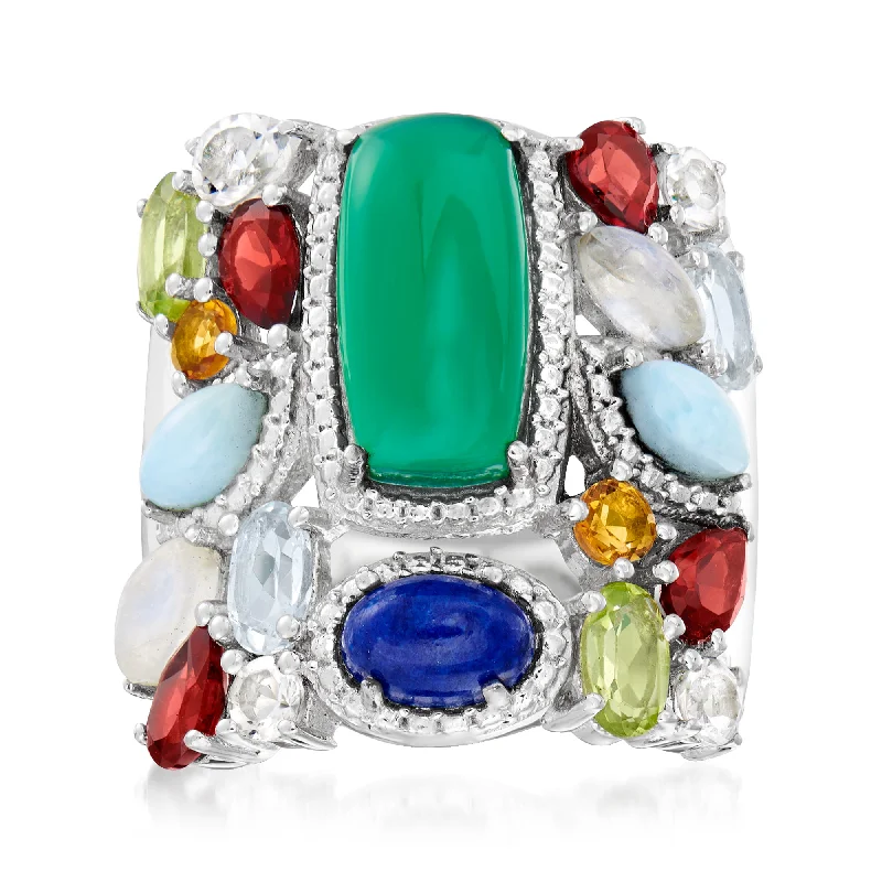 rugged sapphire ring-Ross-Simons Multi-Gem Ring in Sterling Silver