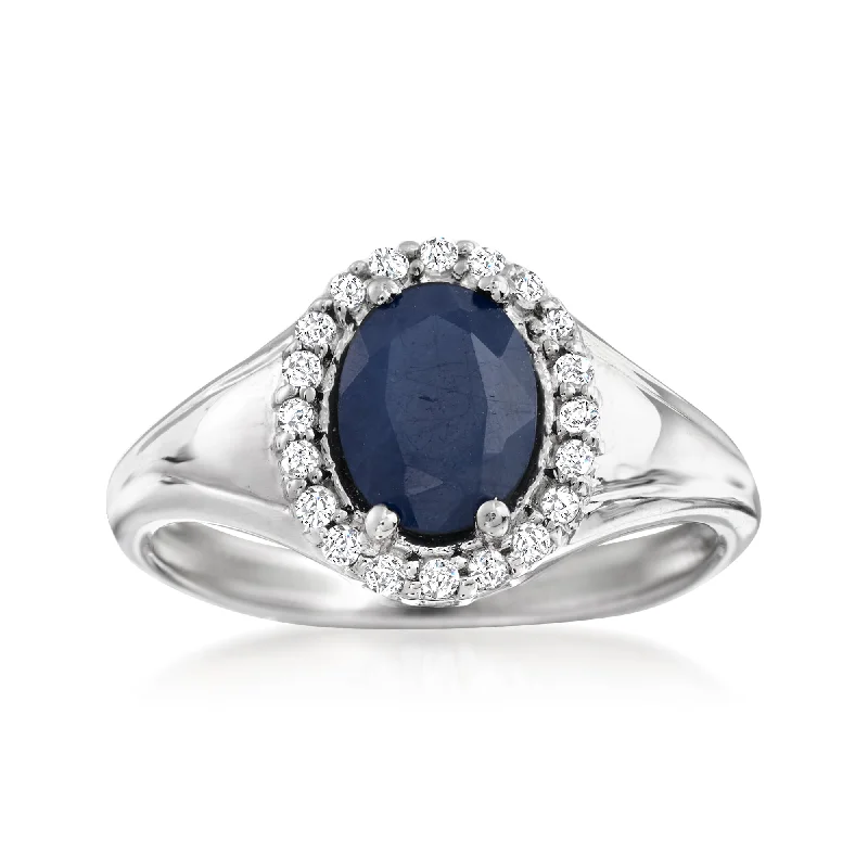 glossy onyx ring-Ross-Simons Sapphire and . White Topaz Ring in Sterling Silver