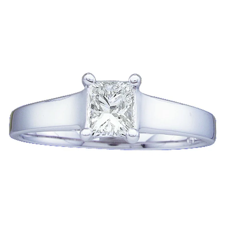 vintage-style promise ring-Royale 3/8 CTW Princess Cut Diamond Solitaire Ring in 14KT White Gold