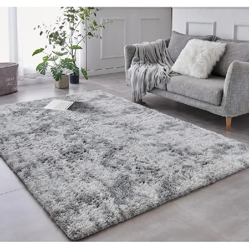 peridot halo ring-Shaggy Tie Dyed Light Grey Rug, 2x3 Area Rugs for Living Room