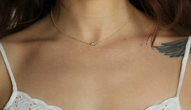 amber charm necklace-Blue Sky Crystal Necklace