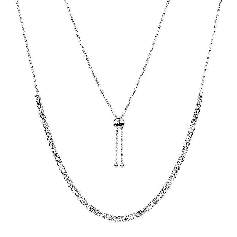 vine-inspired chain necklace-Slider necklace with 6.71 carats* of diamond simulants in sterling silver