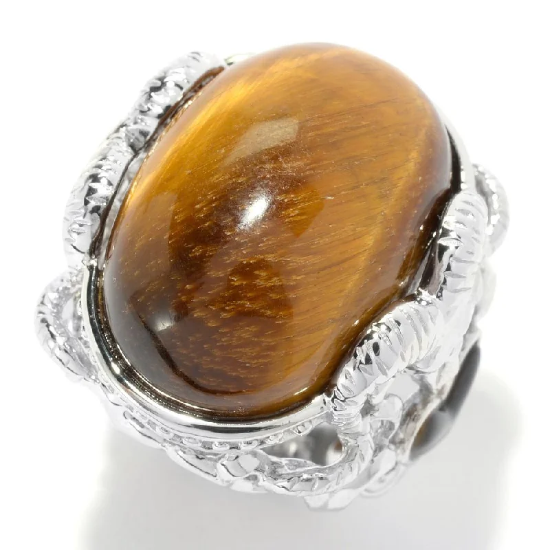 rugged sapphire ring-Tiger's Eye and Mother of Pearl Heart Ring