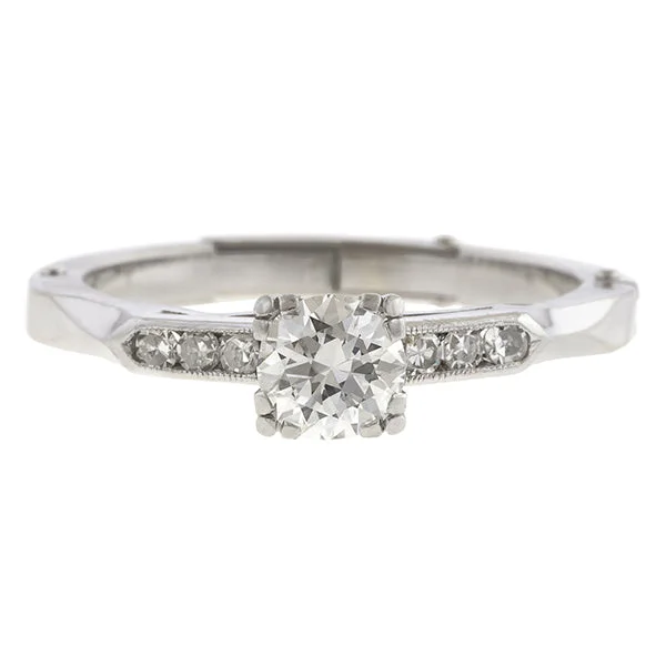 carved couple ring-Vintage Diamond Engagement Ring, 0.40ct