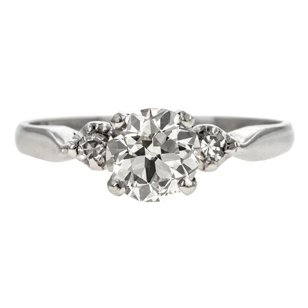 silver twist ring-Vintage Engagement Ring, Circular Brilliant 0.86ct.