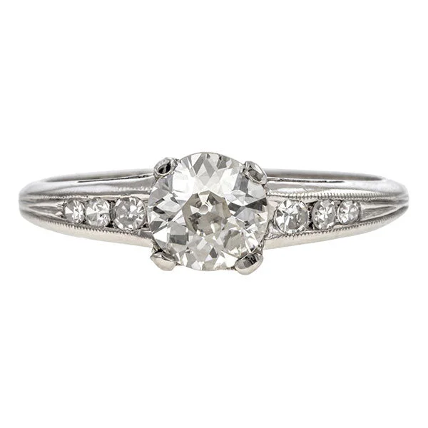 lavish diamond ring-Vintage Engagement Ring, Old Euro 0.80ct