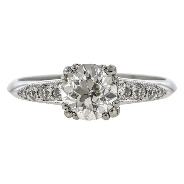 weathered statement ring-Vintage Engagement Ring, Old Euro 0.84ct.