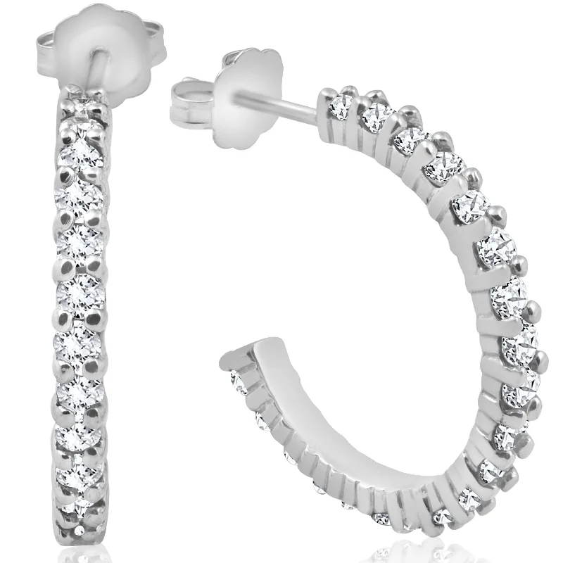 narrow birthstone earrings-1 1/2ct Diamond Hoops White Gold