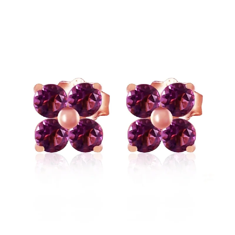 rover chandelier earrings-1.15 Carat 14K Solid Rose Gold Diana Amethyst Stud Earrings