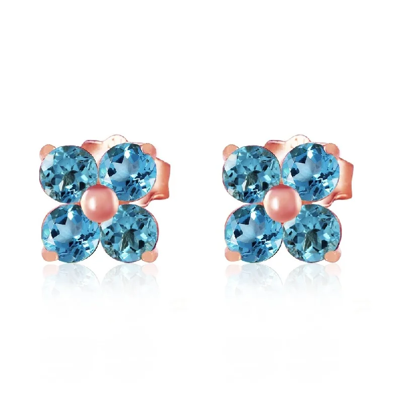 vine-themed drop earrings-1.15 CTW 14K Solid Rose Gold Stud Earrings Blue Topaz