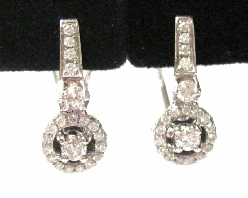 peridot drop earrings-1.28 TCW Round Brilliant Cut Diamonds Huggie Earrings G-H SI-1 14k White Gold