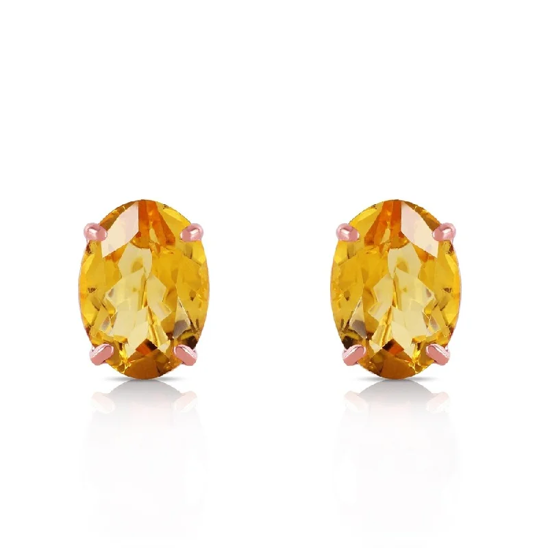 wave-shaped drop earrings-1.8 Carat 14K Solid Rose Gold Panache Citrine Stud Earrings