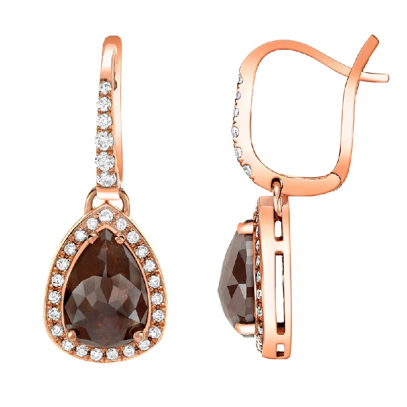 stretchable gold earrings-14k Rose Gold 2 4/5ct TDW Brown and White Diamond Earrings (H-I, SI1-SI2)