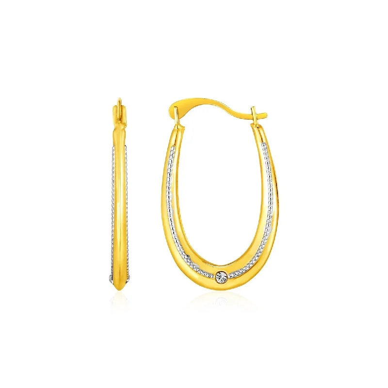 sci-fi twilight earrings-14k Two Toned Gold Elongated Hoop Earrings