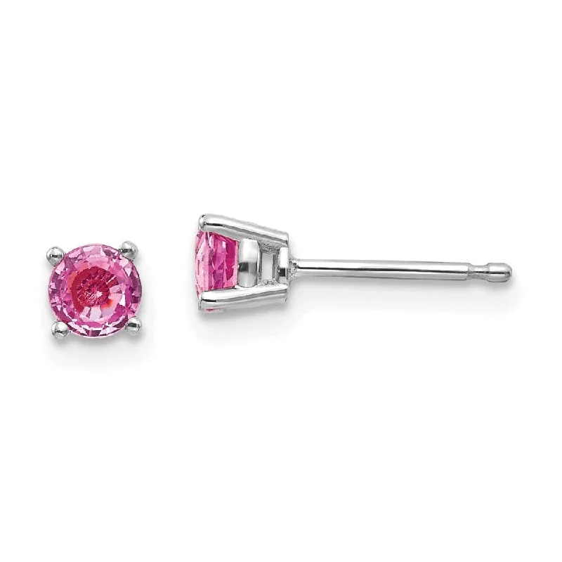 rover chandelier earrings-14k White Gold Pink Gemstone Stud Earrings (L-4 mm, W-4 mm)