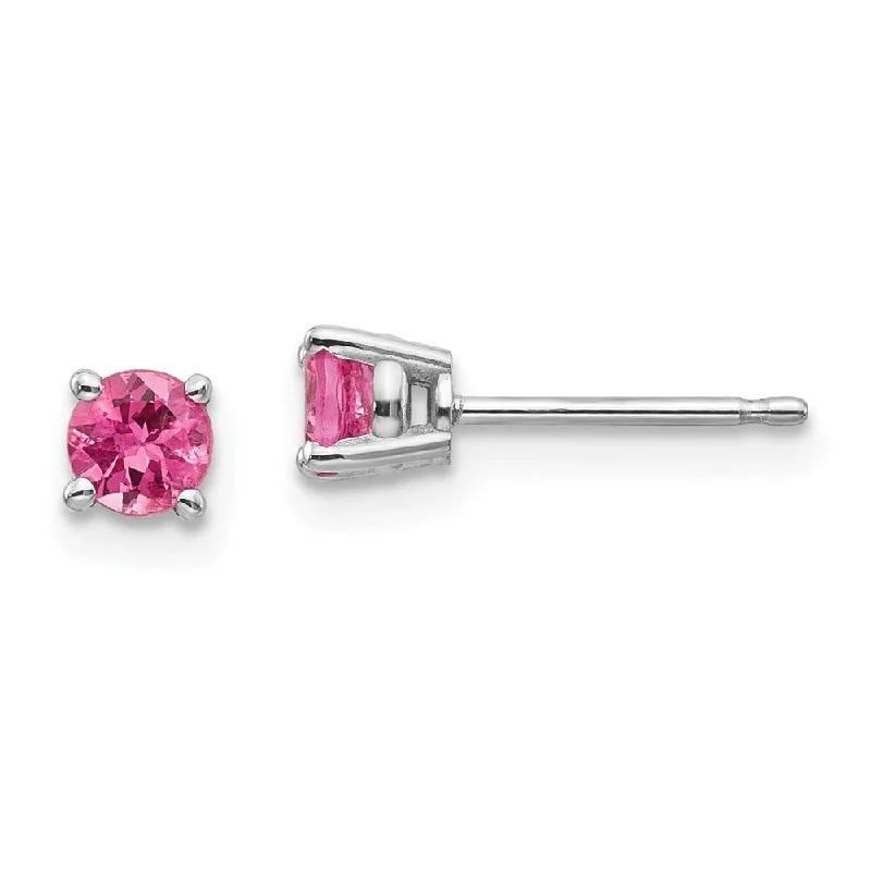 wave gemstone earrings-14k White Gold Pink Spinel Stud Earrings (L-4 mm, W-4 mm)