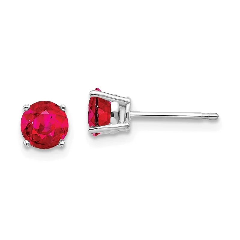 arched modern earrings-14k White Gold Ruby Stud Earrings (L-5 mm, W-5 mm)