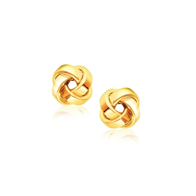 carved silver earrings-14k Yellow Gold Classic Love Knot Stud Earrings