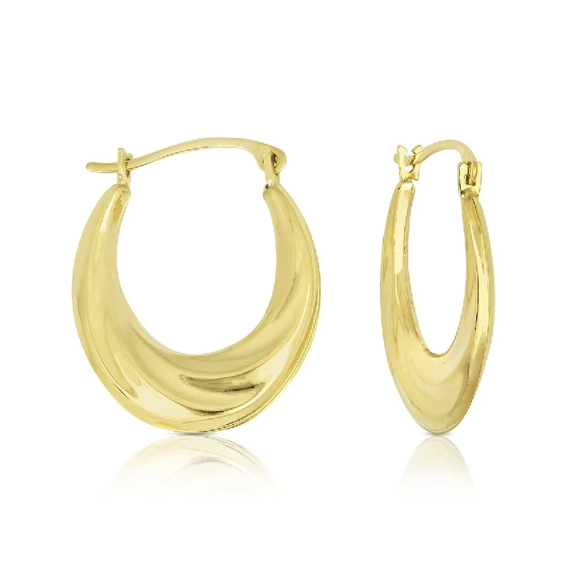 sci-fi gold earrings-14k Yellow Gold Graduated Oval Hoop Earrings