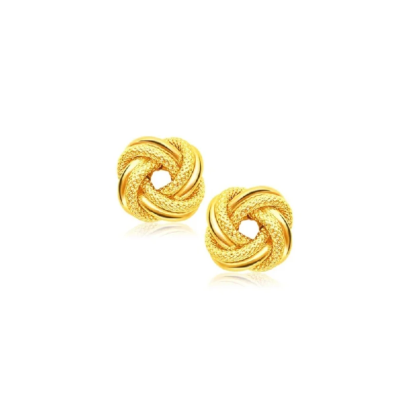 vine-themed drop earrings-14k Yellow Gold Intertwined Love Knot Stud Earrings