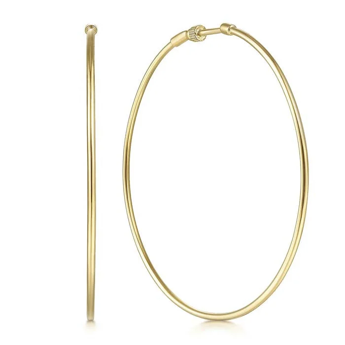 weathered silver hoop earrings-Gabriel & Co. 60mm Round Classic Hoop Earrings in 14K Yellow Gold