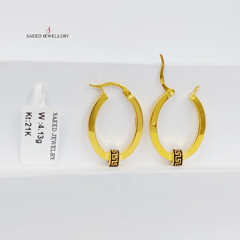 vine-inspired earrings-Enameled Hoop Earrings