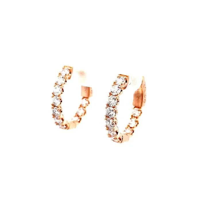 vintage-style drop earrings-Mountz Collection 1.50CTW Oval Inside/Outside Hoops in 14K Yellow Gold