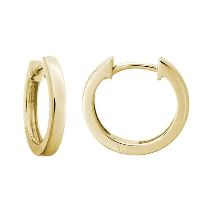 twisted silver earrings-Mountz Collection 14MM Round Square Edge Hoop Earrings in 14K Yellow Gold