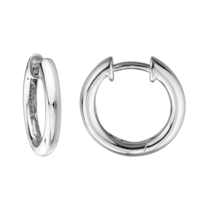 rover turquoise hoop earrings-Mountz Collection 15mm Round Hinged Hoop Earrings in Sterling Silver