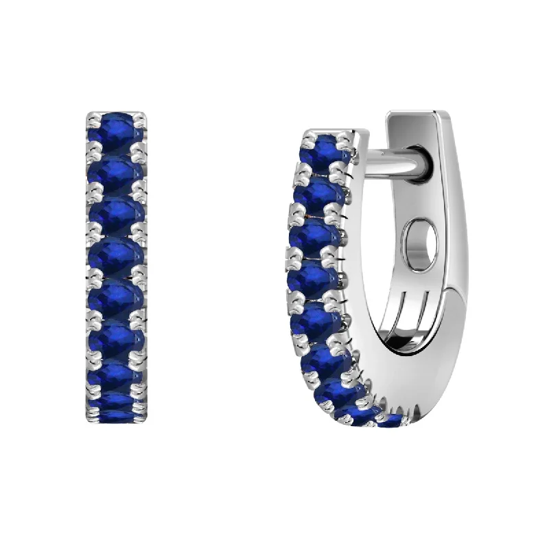 narrow stud earrings-Auriya 0.18ct Blue Sapphire Gemstone Hoop Earrings 14K Gold - 0.36-inch