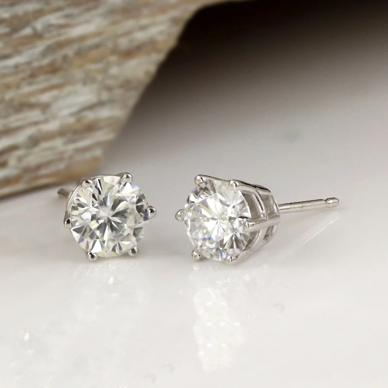 lavish cocktail earrings-Auriya 1 1/2ctw Round Moissanite Stud Earrings 18k Gold - 5.9 mm