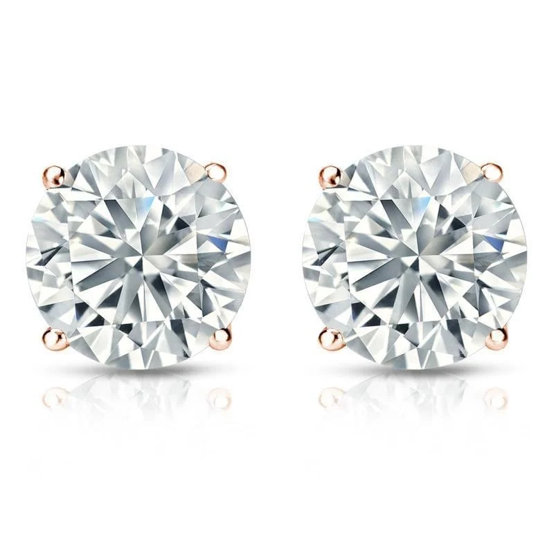 arched modern earrings-Auriya 1 3/4ctw Round Diamond Stud Earrings 14K Gold GIA Certified