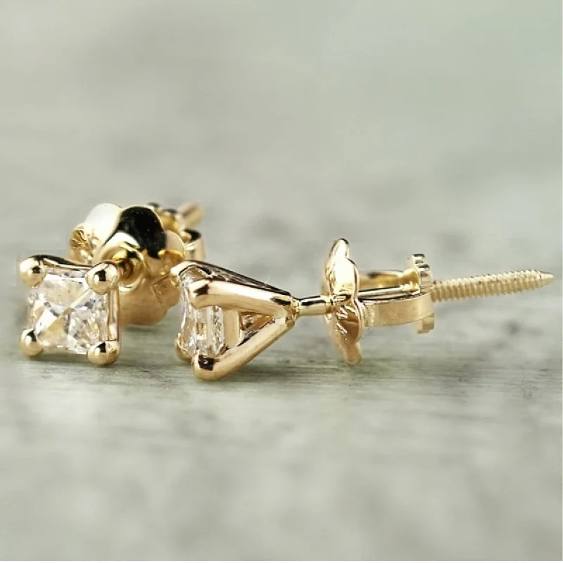 twilight diamond earrings-Auriya 1/4ctw Princess-cut Diamond Stud Earrings 14k Gold Martini-set (J-K, I2-I3)