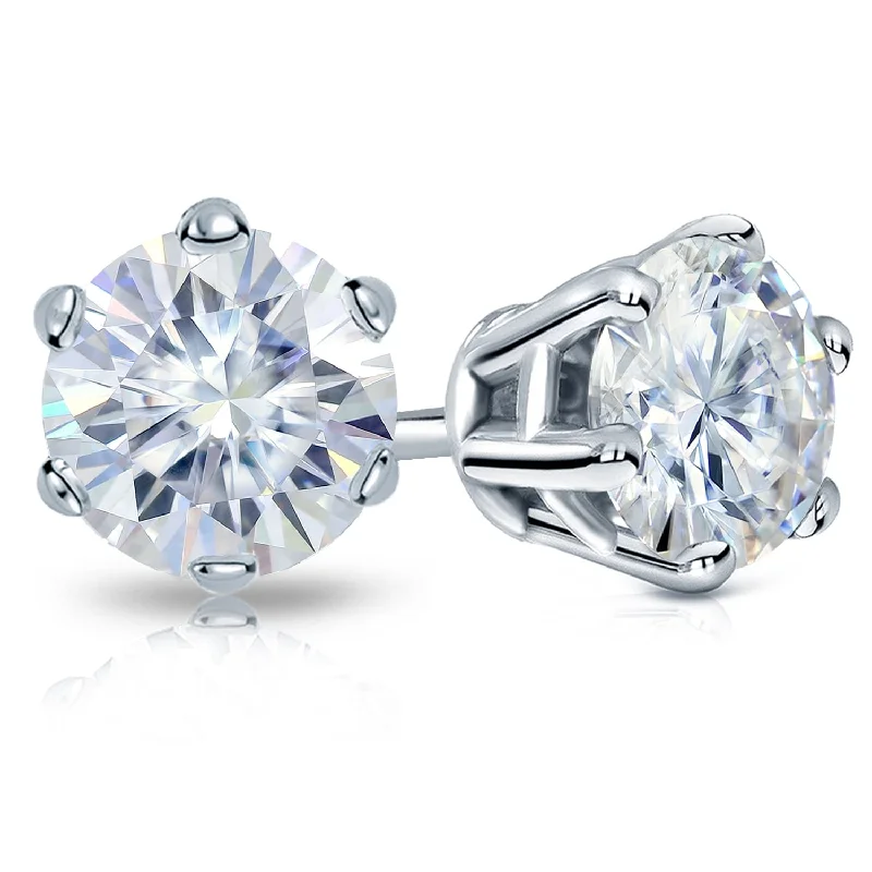 cast silver earrings-Auriya 14k Gold 1 carat TW Round Moissanite Stud Earrings - 5 mm