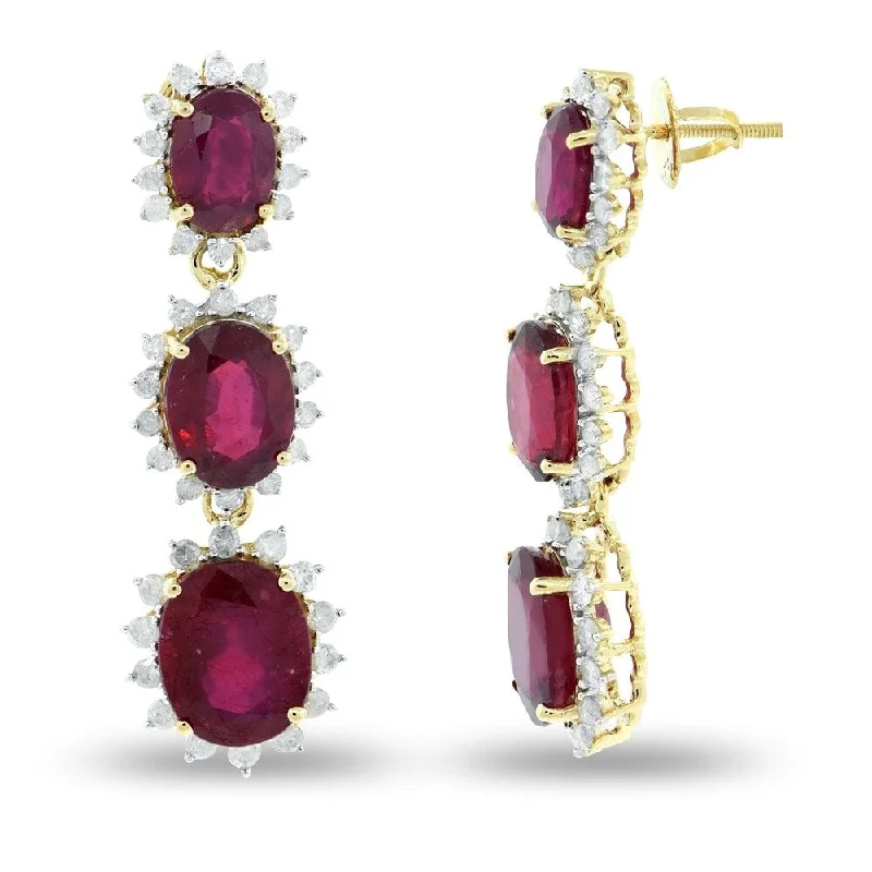 braided love earrings-Auriya 14k Gold 16 1/2ct Ruby and 1 1/3ct TDW Diamond Earrings - Red