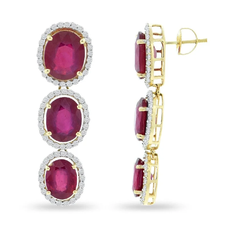 tendril charm earrings-Auriya 14k Gold 21 1/2ct Ruby and 1 3/8ct TDW Diamond Earrings - Red